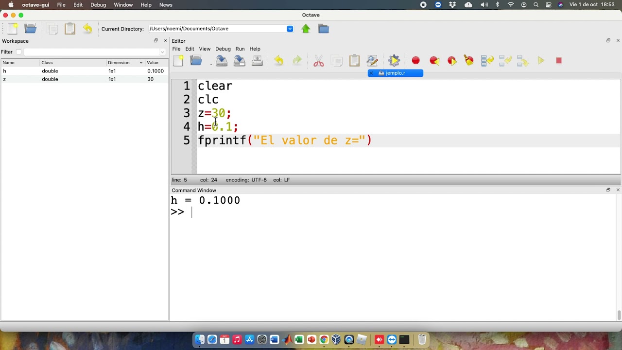 Funcion fprintf en Octave