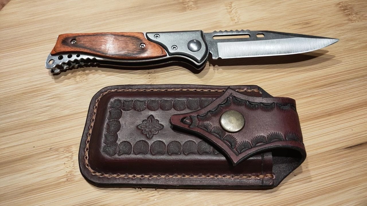 DIY  Bushcraft  Ręcznie robiona pochewka ze skóry do noża składanego#survival