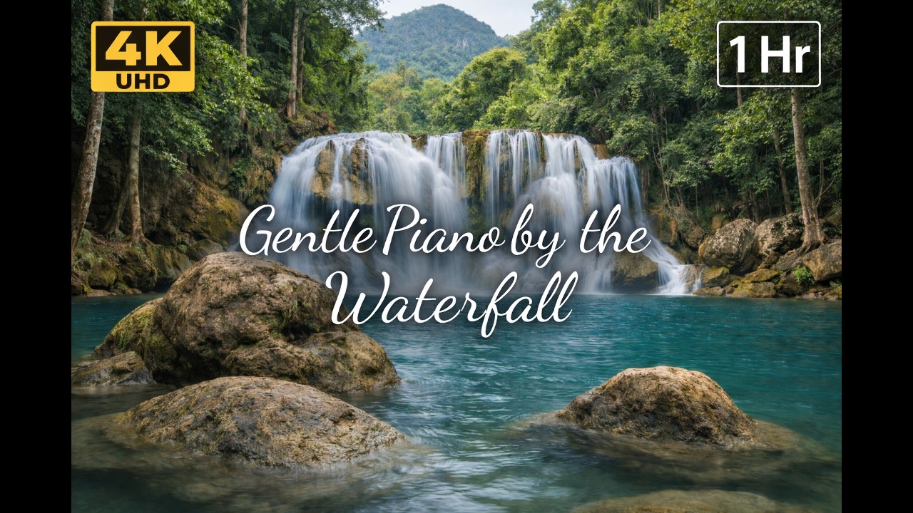 Gentle Piano by the waterfall | 1 Hr |