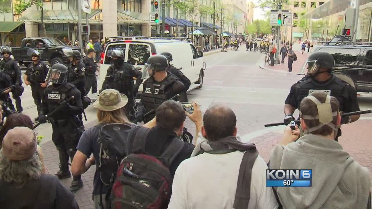 May Day protesters march in Portland