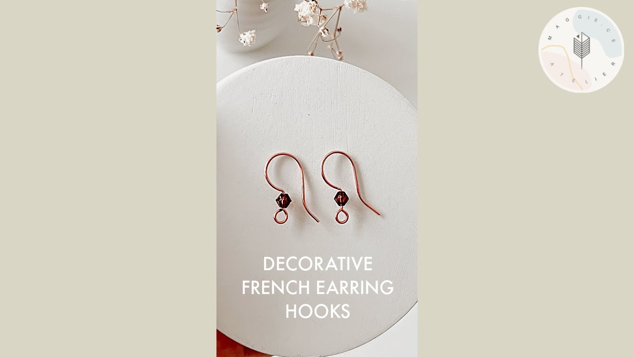 Copper Earring Hooks with Swarovski Crystal | Decorative French Ear Wire