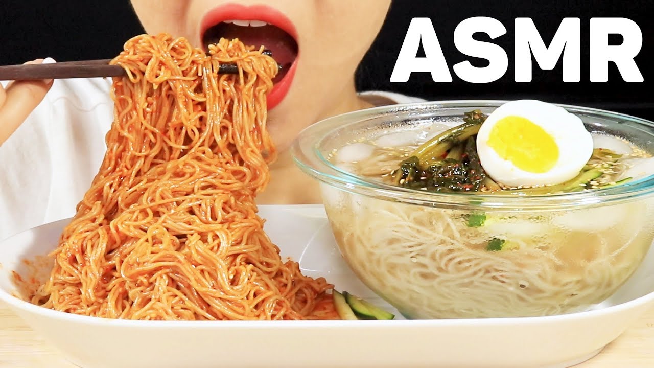 ASMR COLD NOODLES NAENGMYEON 물냉+비냉 냉면 먹방 *BIG BITES* | MINEE EATS