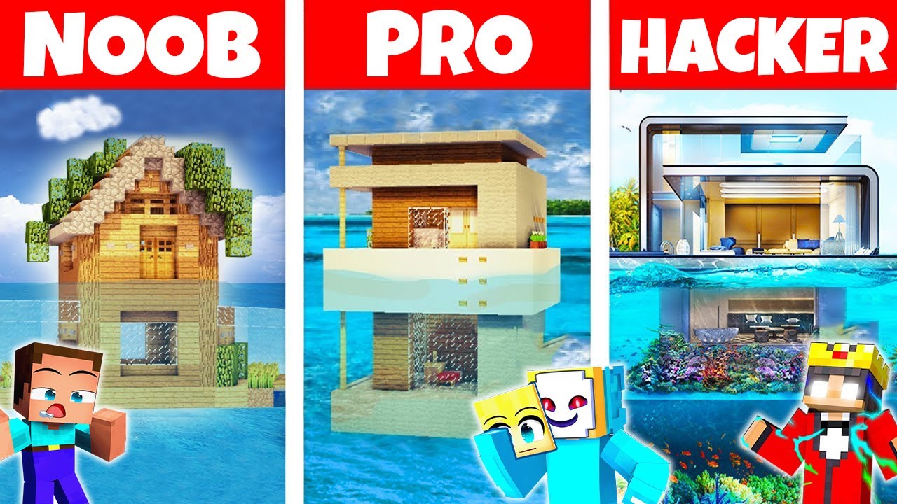 Minecraft NOOB vs PRO vs HACKER: MODERNES HAUS AUF WASSER BAU CHALLENGE ⛏