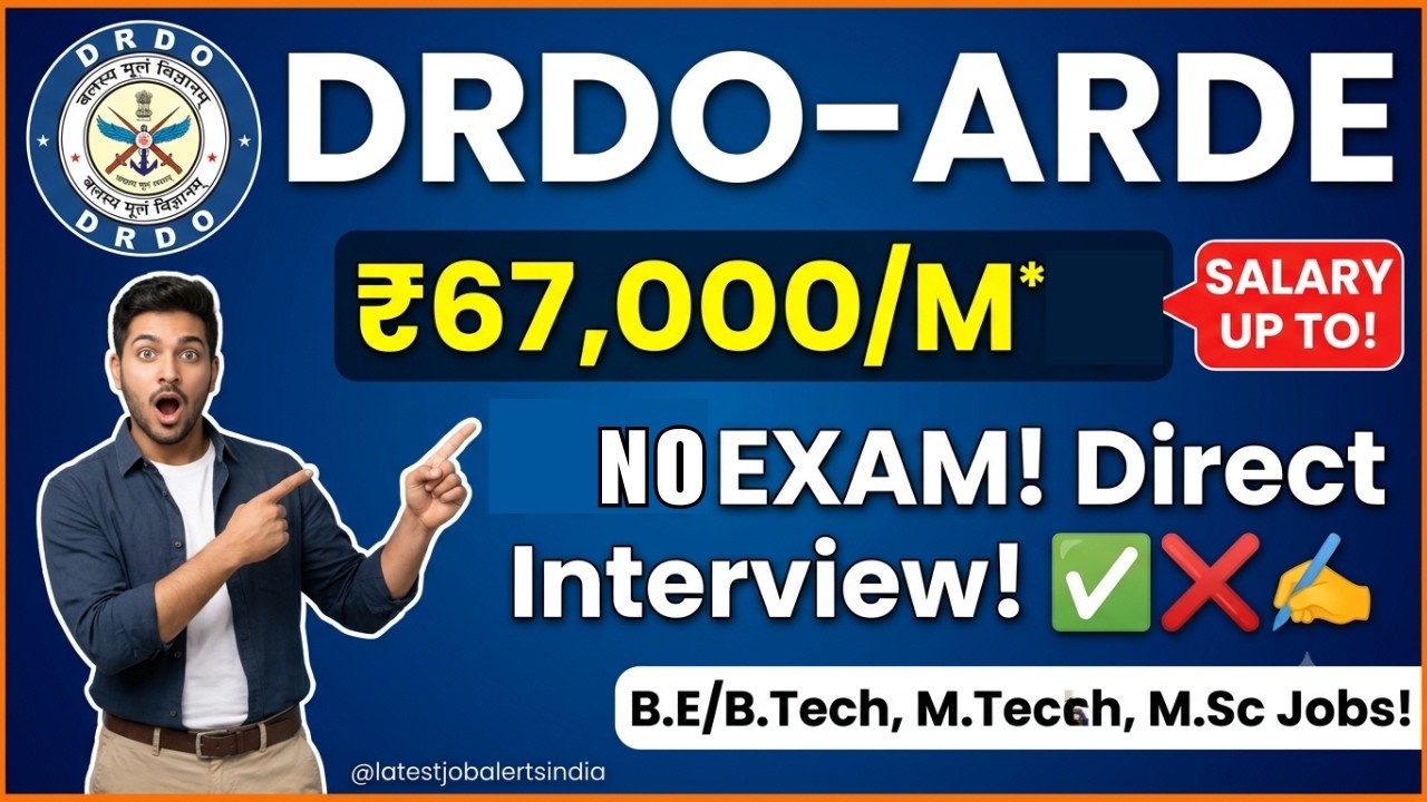 DRDO ARDE Recruitment 2026 🔥 | Stipend ₹67,000/ Month! | DRDO JRF & RA Vacancy 2026 | No Exam!