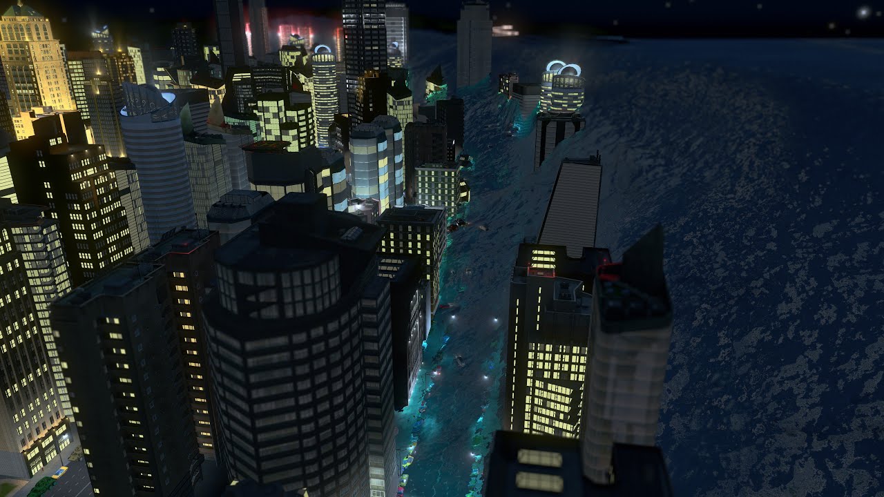 Nightly DOUBLE TSUNAMI Wipes City out | Cities Skylines Tsunami #177