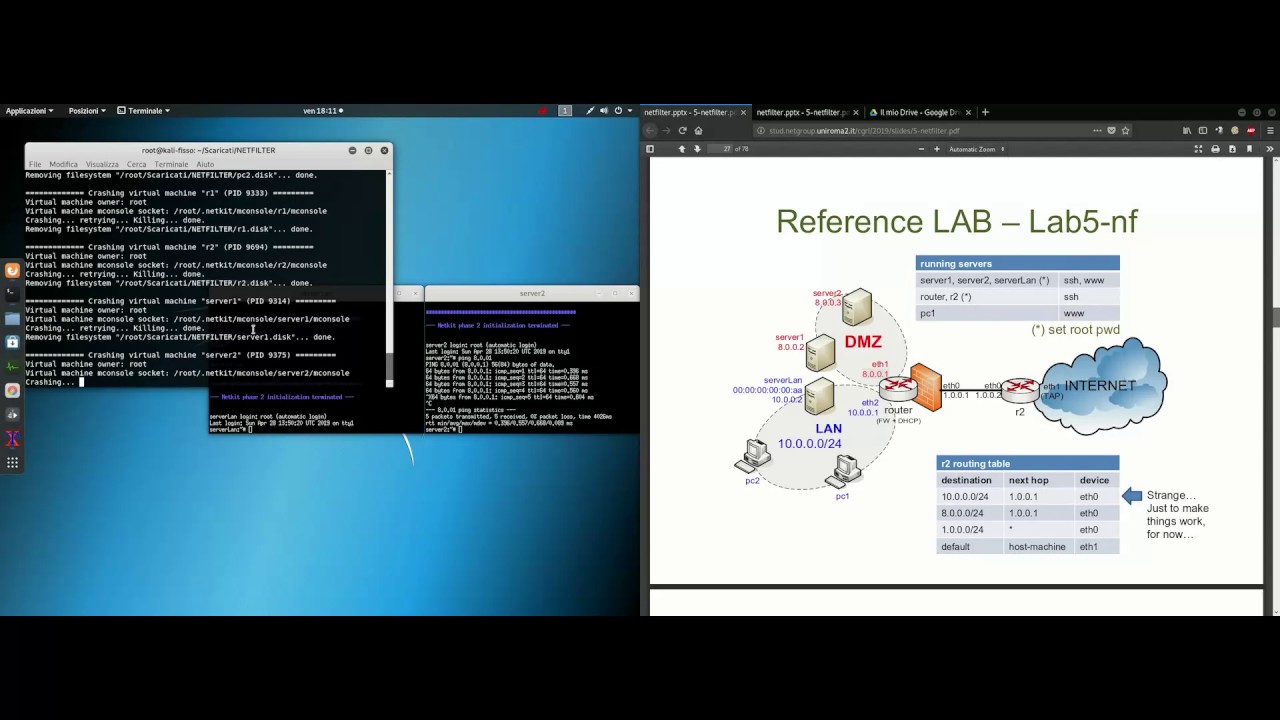 NETFILTER e IPTABLES firewall sul LOCAL PROCESS (Lezioni di Netkit NETFILTER Parte3)
