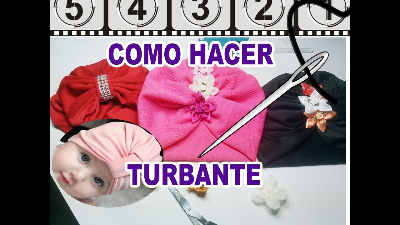 como hacer turbante para bebe (gorro)