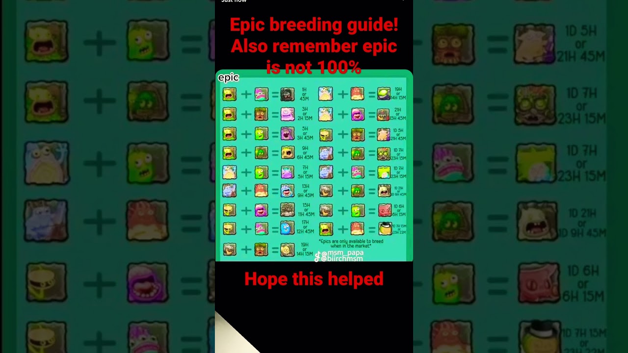 Epic breeding guide monsters #breeding #fun #funny #fyp #guide #monsters #mysingingmonsters