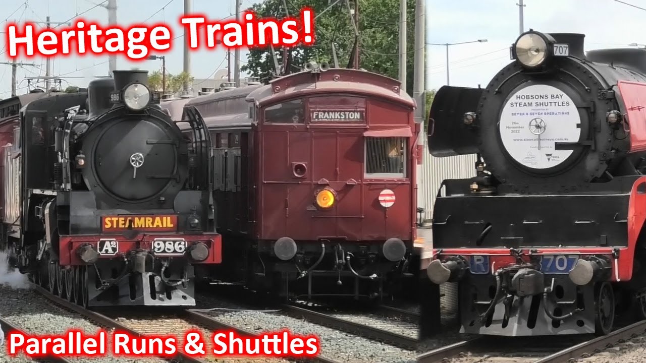 A Day of Heritage Trains around Melbourne; Steamrail Parallel Runs & 707 Hobsons Bay Shuttles