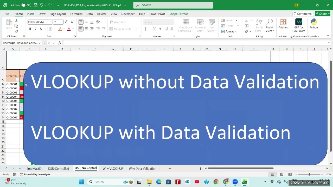 தமிழில் - VLOOKUP with and without DATA VALIDATION