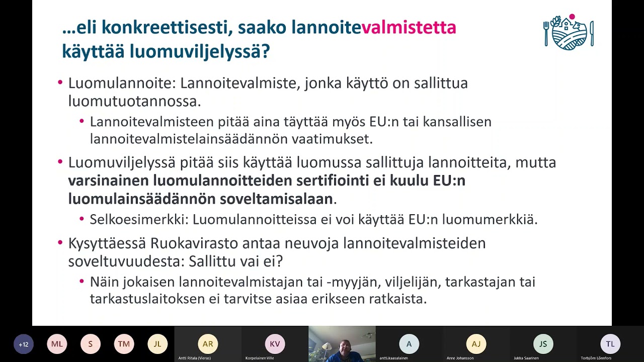 Luomulannoitteita koskeva lains&auml;&auml;d&auml;nt&ouml; ja luomulannoiteluettelo / Sampsa Heinonen, Ruokavirasto
