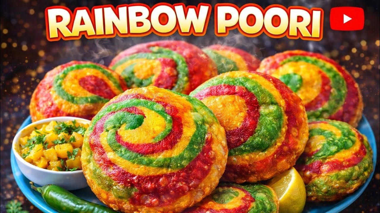 घर पर बनाएं रंग-बिरंगी रेनबो पूरी 🌈 | Rainbow Poori Recipe | Easy and Simple Recipe