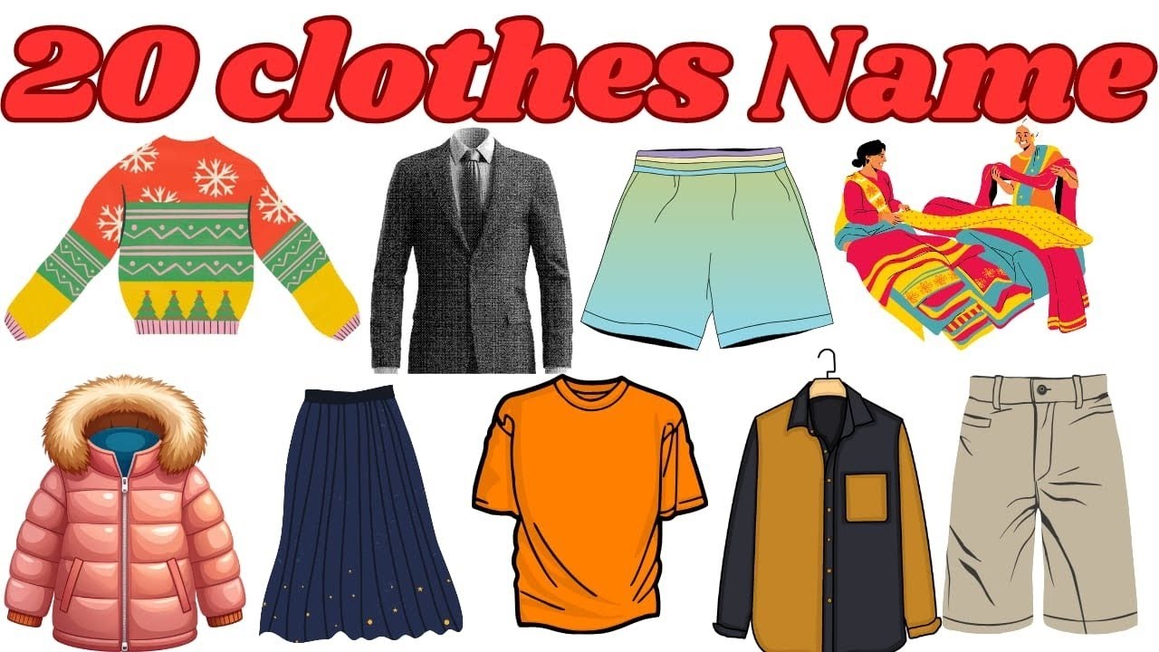 Clothes Names for Kids 👕👗 | 20 कपड़ों के नाम English–Hindi with Examples