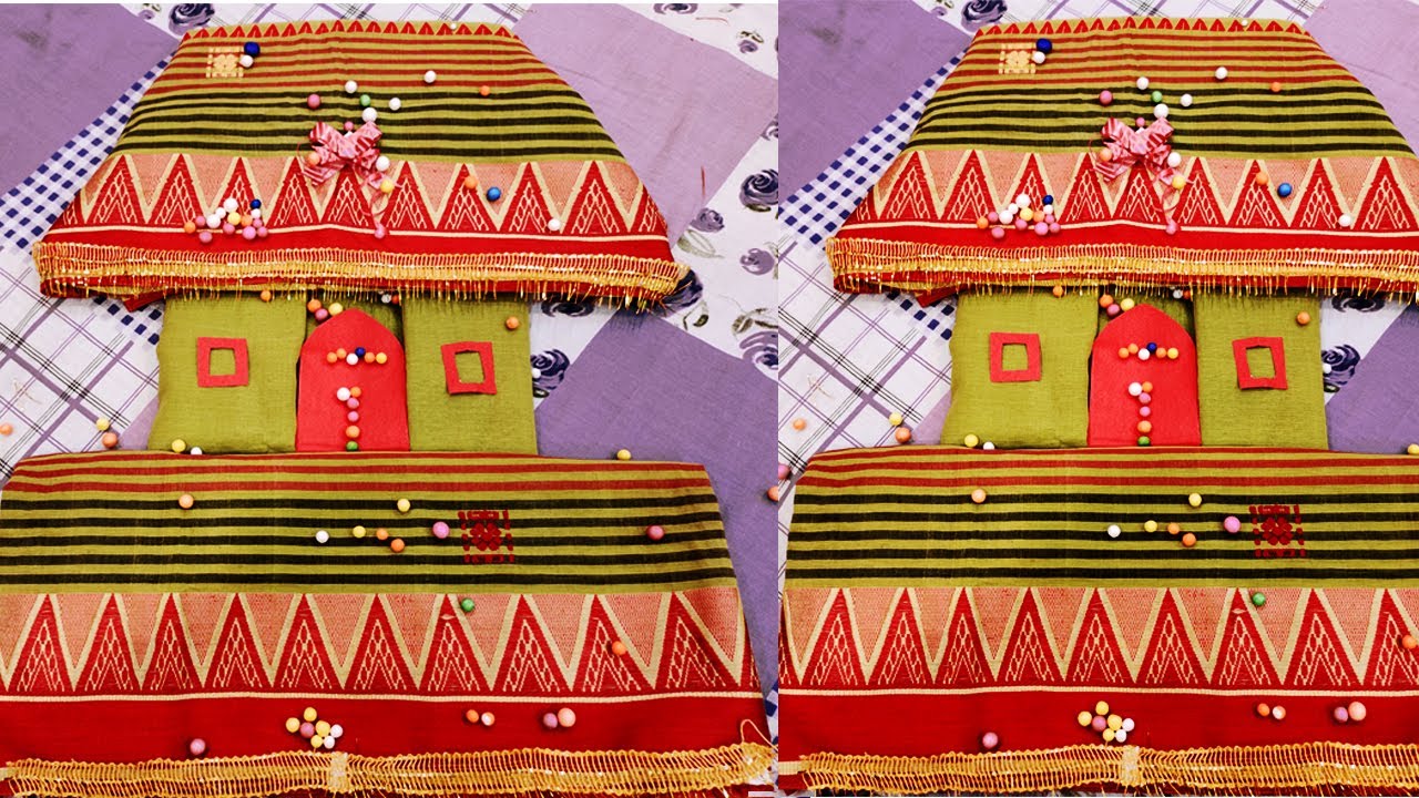 Wedding tray decoration II Saree packing idea II Tatta sajano II How to make Home using Saree II