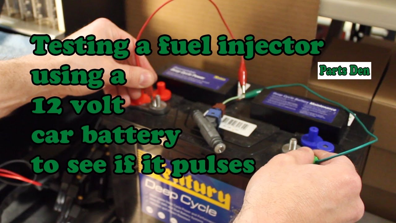 Petrol fuel injector test function pulse testing injectors using a 12 volt car battery