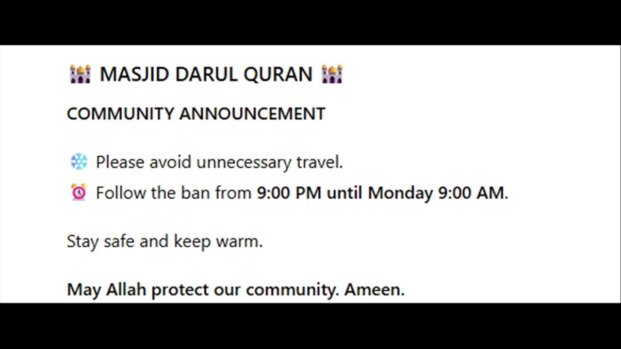 Short Taraweeh (Winter Storm)– Night 6 | Feb 22, 2026 | Masjid Darul Quran