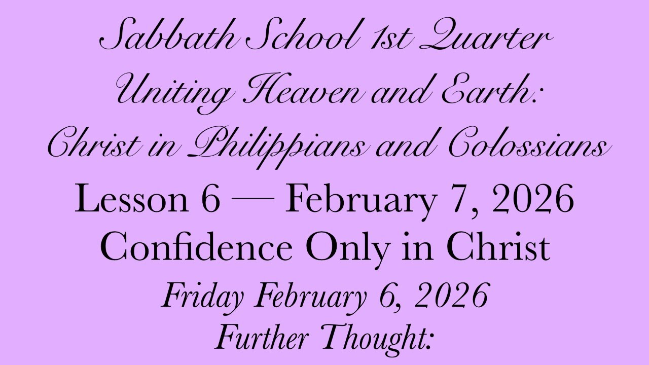 Confidence Only in Christ — Further Thought