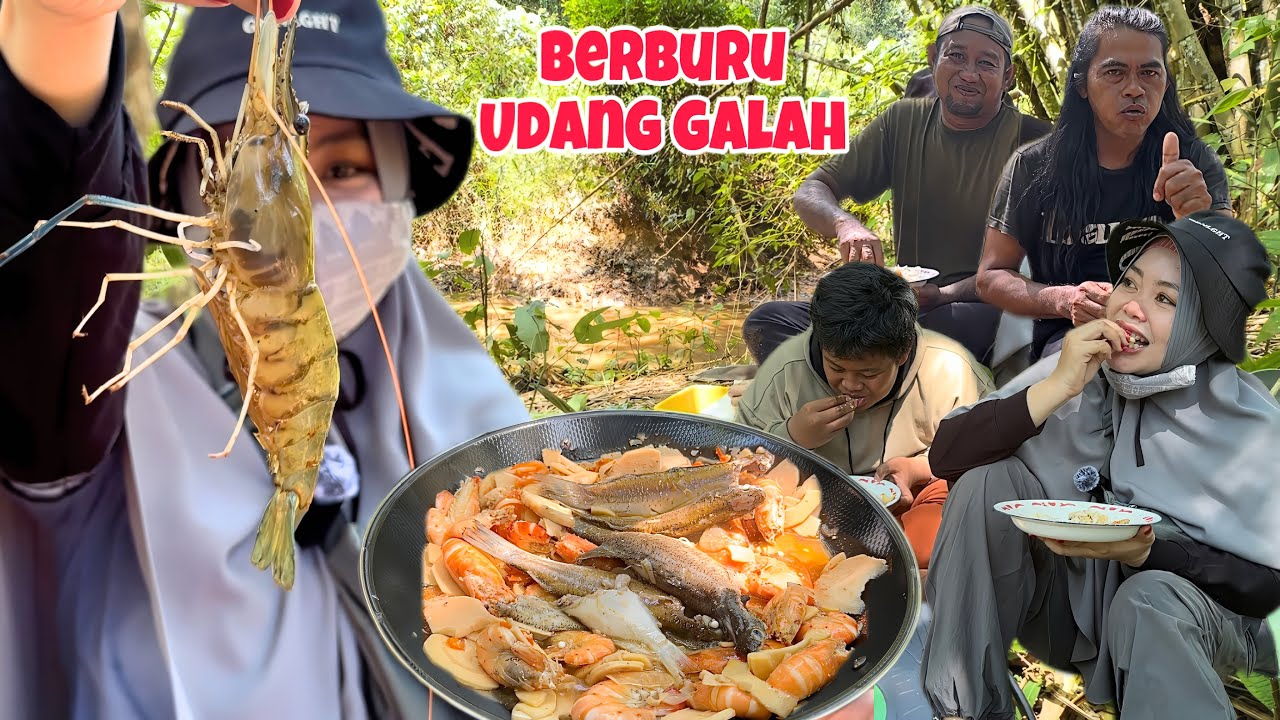 NYEBUR DI SUNGAI BUAYA‼️Tangkap Udang Galah Auto Masak Tepi Sungai