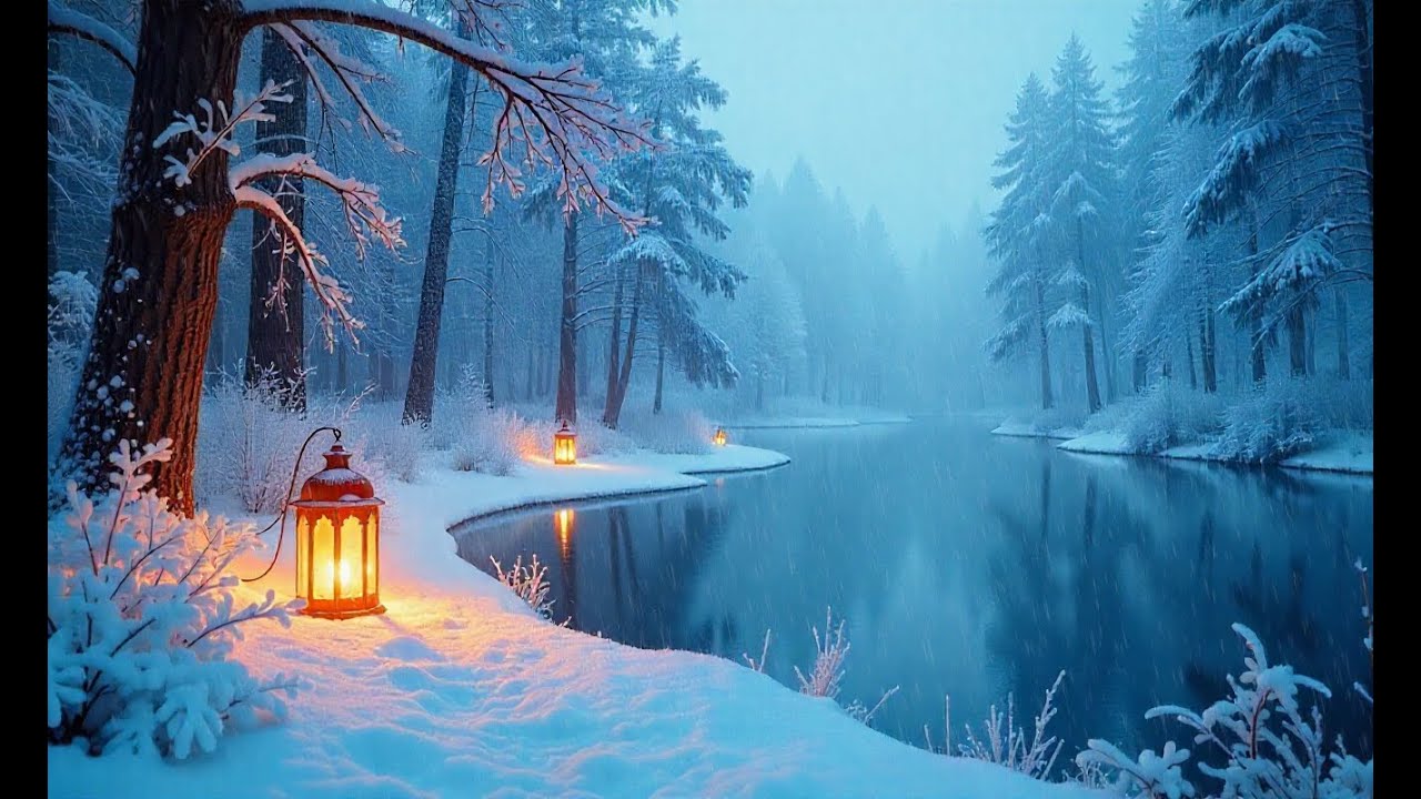 Winter ❄️ Wonderland Background Video 🌲 Cozy Ambience 🌲 Romantic - 🏔️Winter Relaxing 4hr Video ❄️❄️
