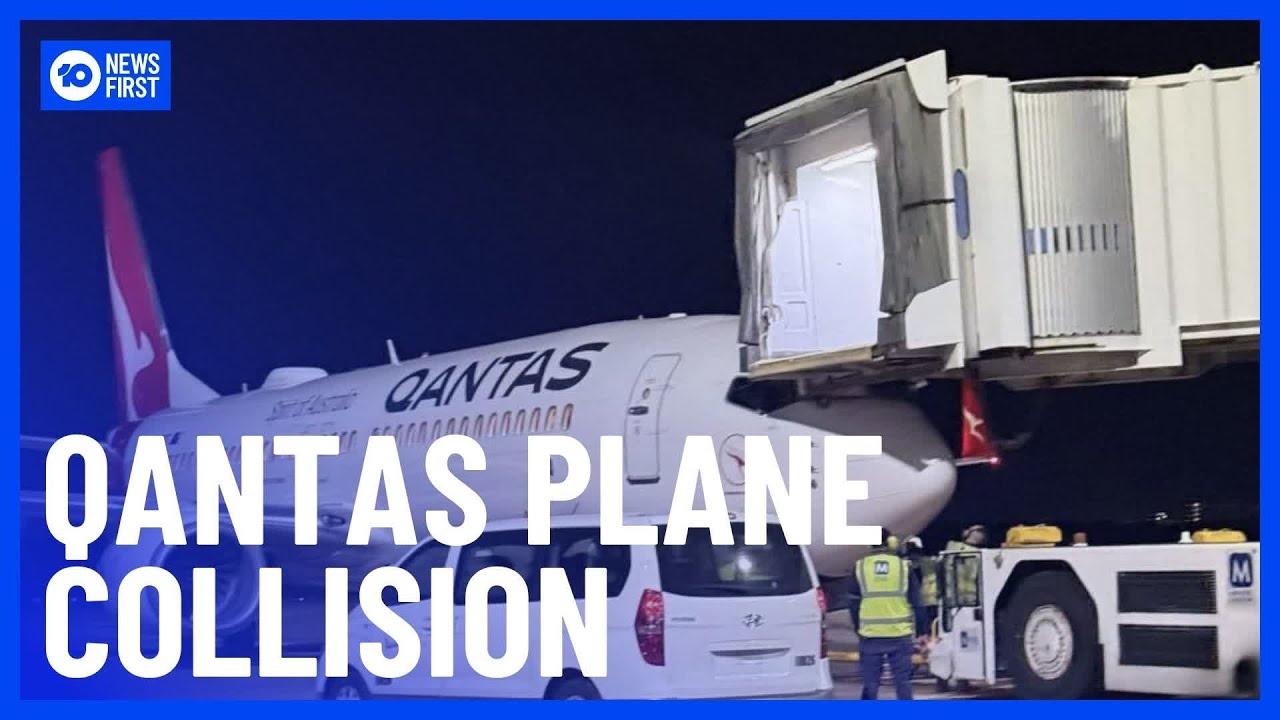 Qantas Boeing Plane Collides with Aerobridge at Brisbane Airport |10 News First