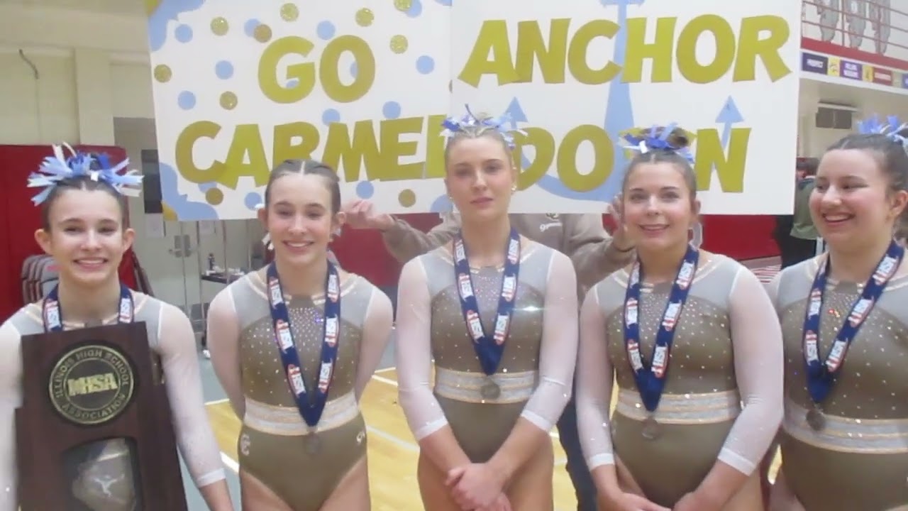 Carmel gymnastics: Maddie Doyle, Brooklyn Doyle, Alyssah Arends, Hollyn Krogman, Maria Bukowski