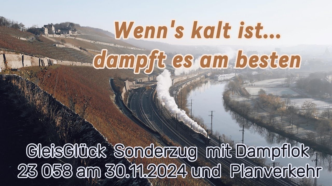 Wenn's kalt ist dampft es am besten GleisGlück Sonderzug mit Dampflok 23 058 am 30.11.2024  und Plan