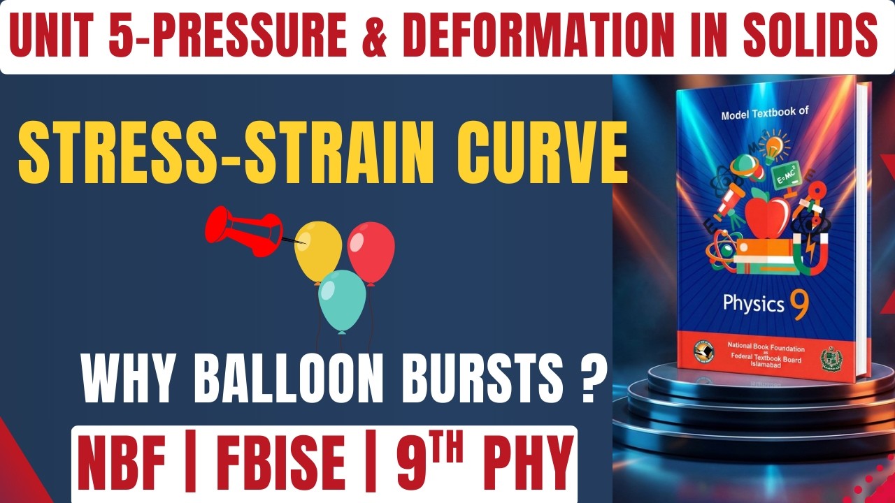 Physics Class 9 Unit 5 L-2 | Stress-Strain Curve Made Easy 🔥 | Pressure, Balloon Burst😱 | FBISE NBF