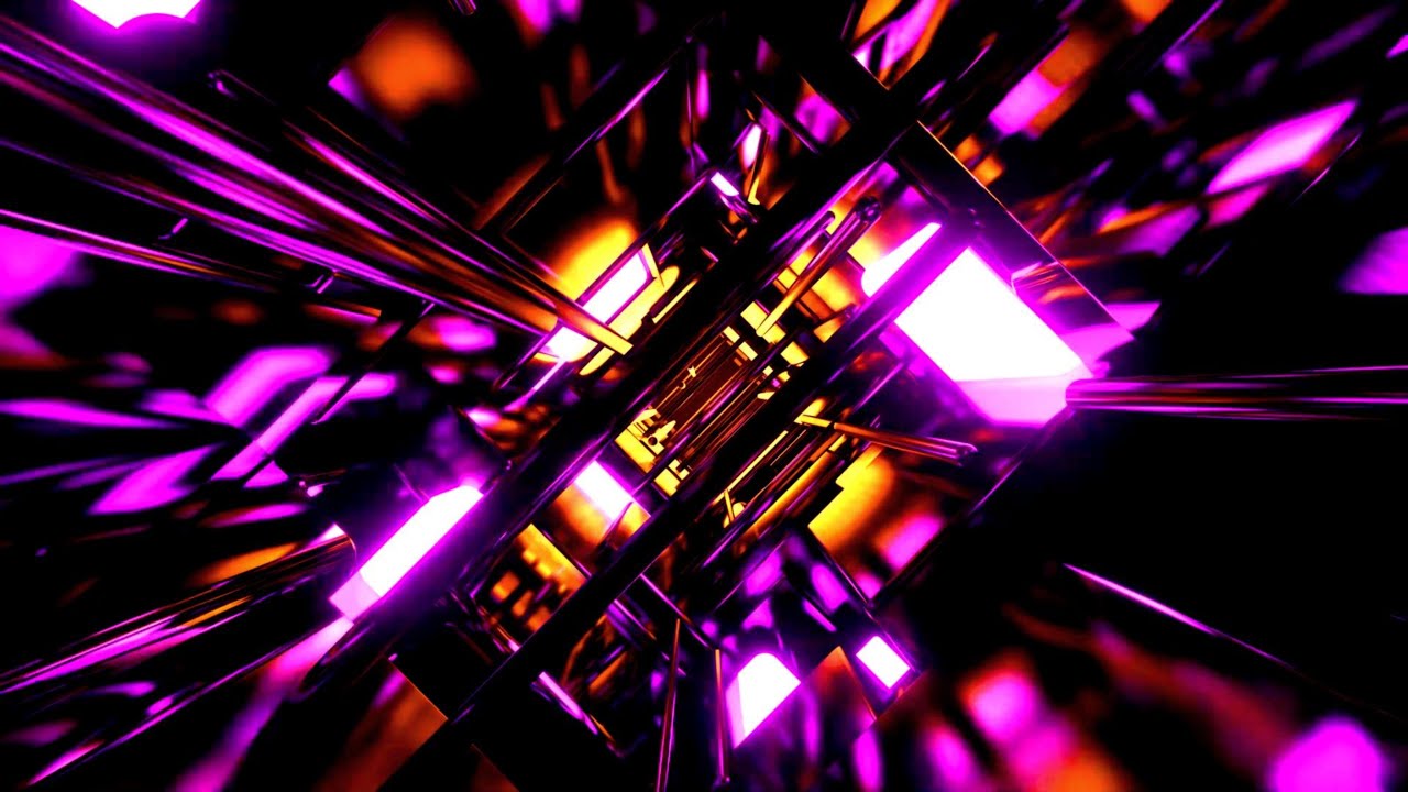 VisionKanal 4K – Футуристический Неоновый Коридор Фиолетового и Оранжевого Цвета  Без Звука [2 Часа]