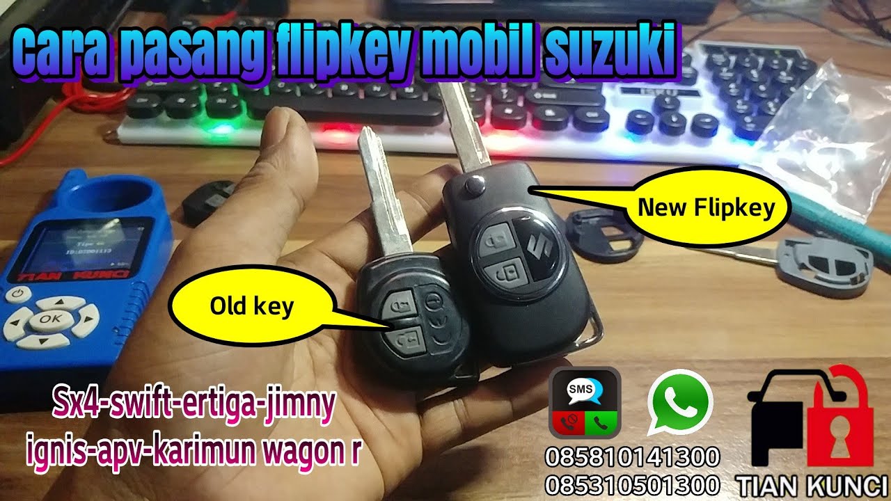modifikasi kunci suzuki / cara pasang flipkey kunci lipat ertiga, x over, swift, jimny, karimun, apv