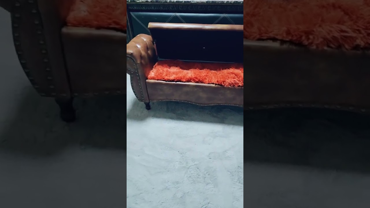 Brown Leather ottoman Bench Storage#ottomanbench #bench #storage #benchstorage #zzw #entrywaybench
