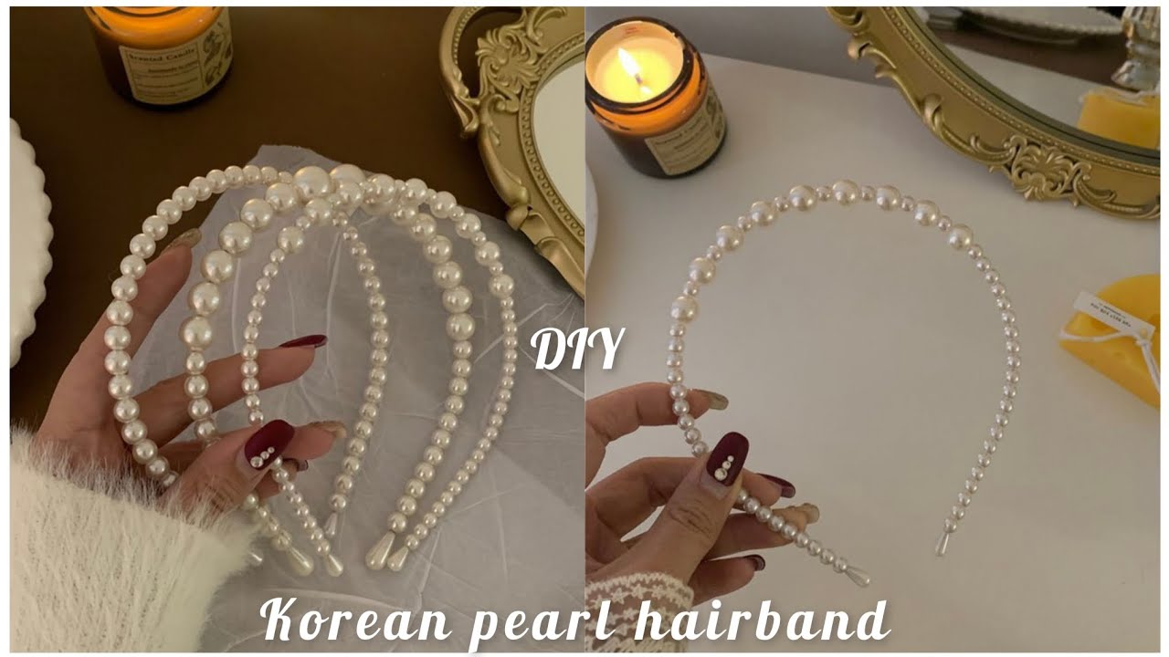 DIY Korean pearl hairband/how to make Korean pearl hairband/super easy#monikaaa#diy