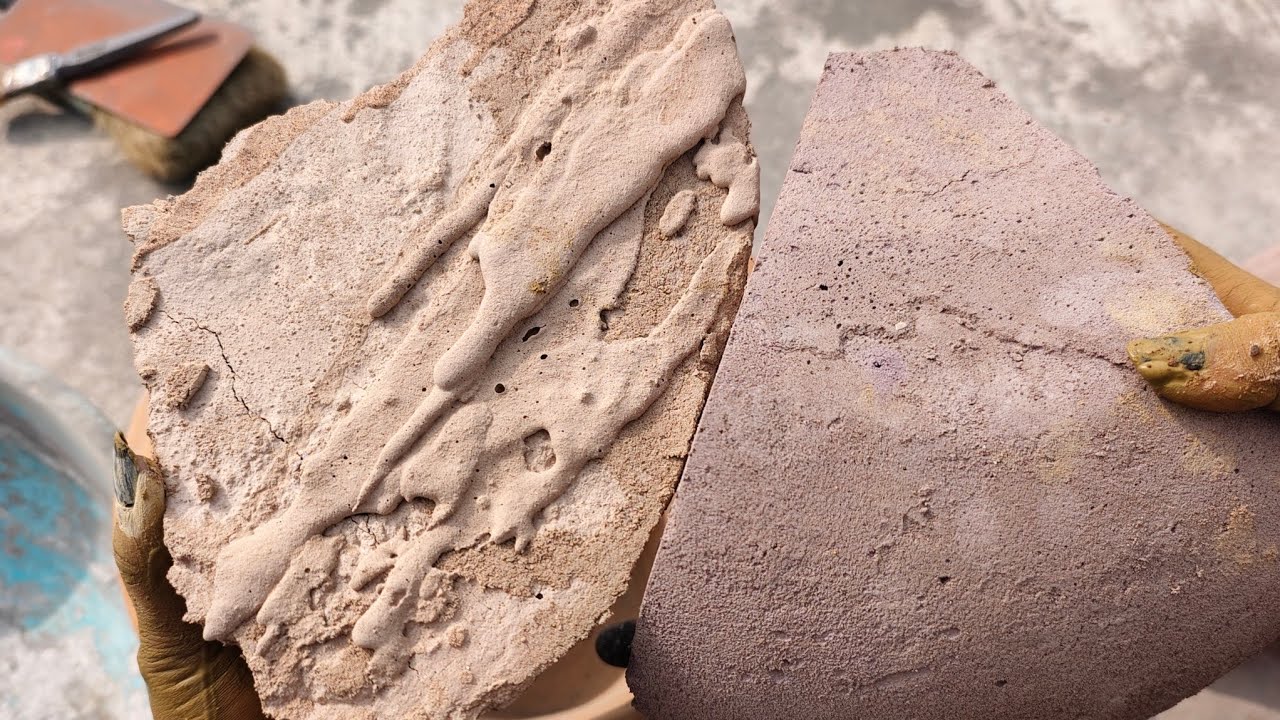 Masterpiece cotton soft chunks purple+peach mud crumbl in Claypot dusty+💦#purecement #muddirt #clay 