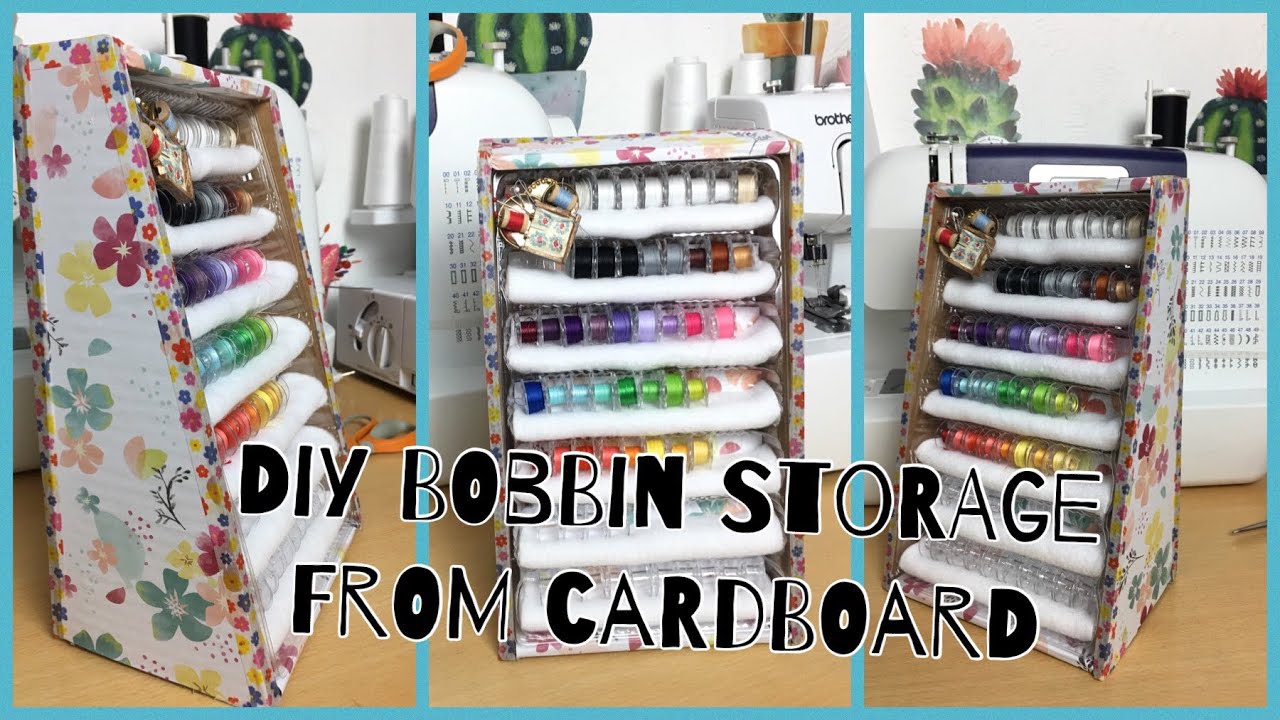 Bobbin organizers  storage from cardboard | HappyBankyCraftymom