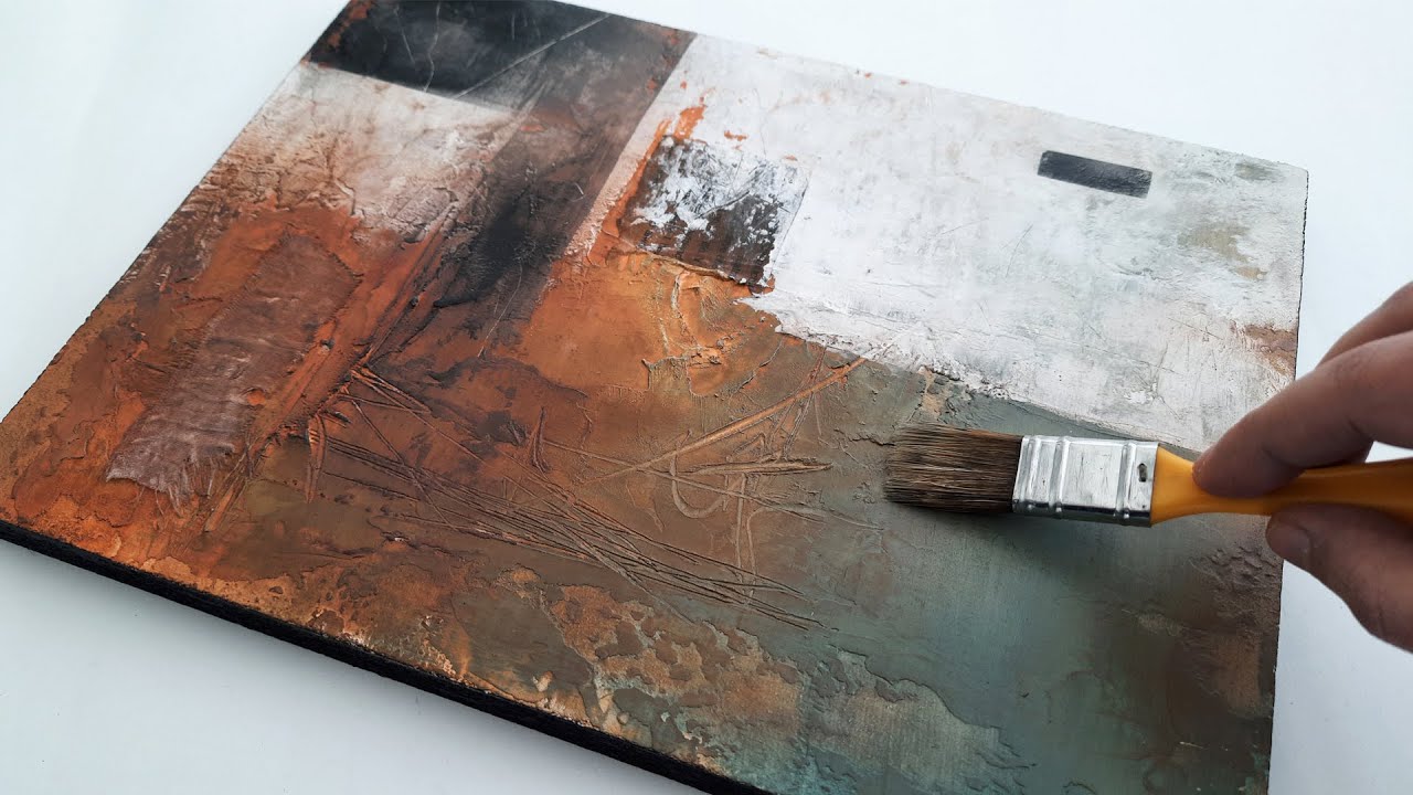 Diy Effective Easy Abstract Acrylic Painting Techniques with Texture - Layering - Mixed media art
