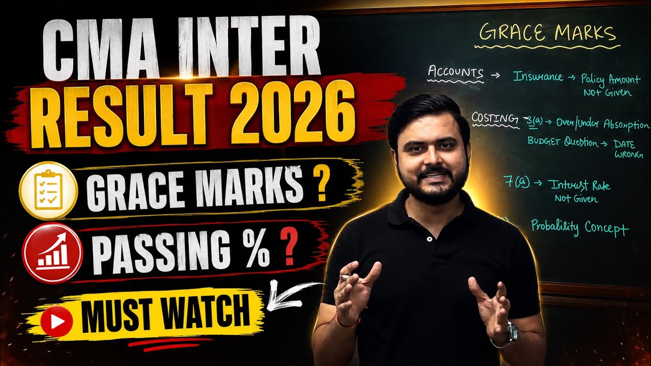 CMA Inter Result Update ! Grace Marks ? Passing % ? Must Watch 