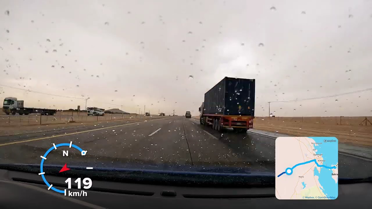 Driving Timelapse | Bahrain to Riyadh | Rainy Weather 4K