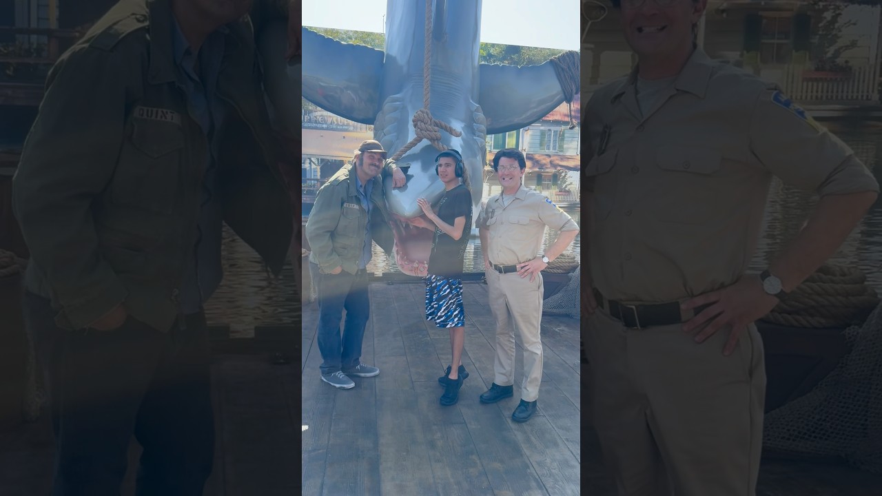 Thomas checking out the inside of the shark&rsquo;s mouth with Captain Quint and Chief Brody #shorts