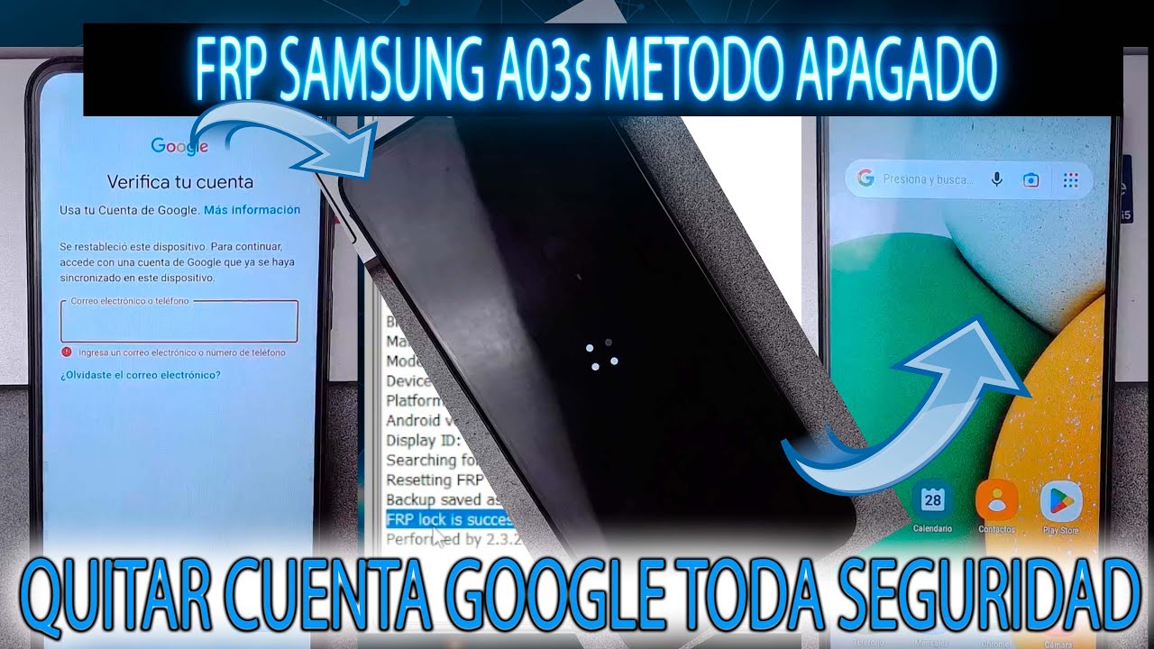 FRP SAMSUNG A03s QUITAR CUENTA GOOGLE METODO APAGADO ULTIMA SEGURIDAD A037 ANDROID 12 Y 13 ALL BIT