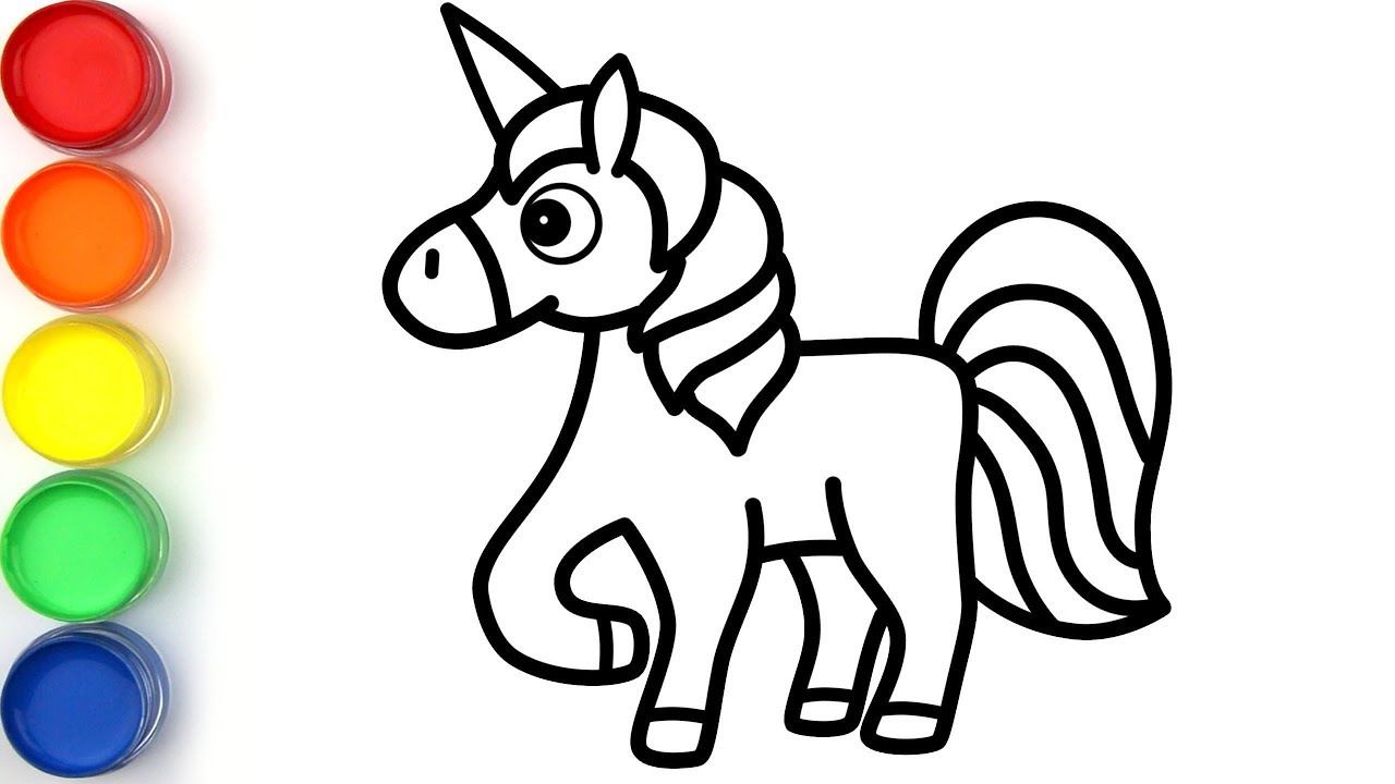 Glitter Unicorn coloring and drawing for kids toddlers