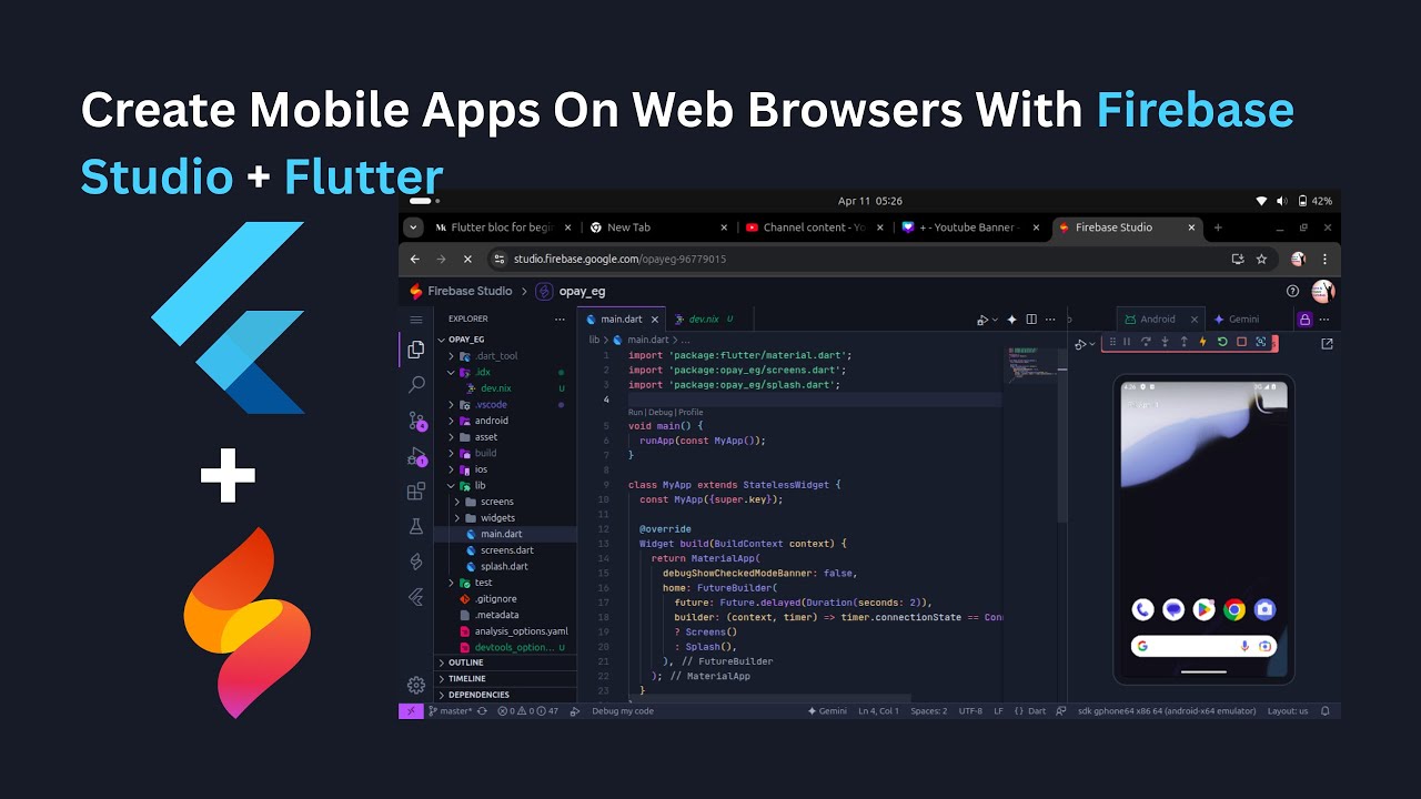 Как создавать мобильные приложения для веб-браузеров с помощью Firebase Studio + Flutter