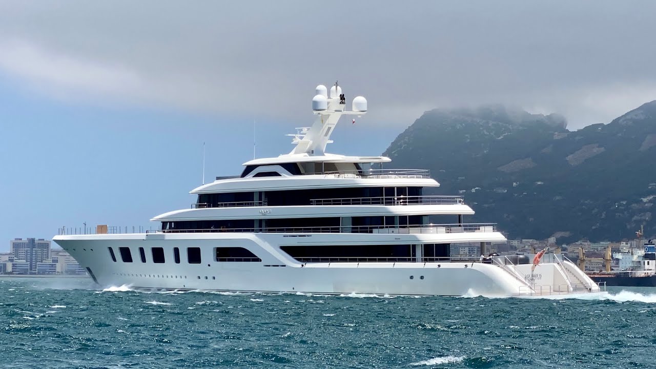 AQUARIUS, 92m Feadship built Superyacht docking in Gibraltar