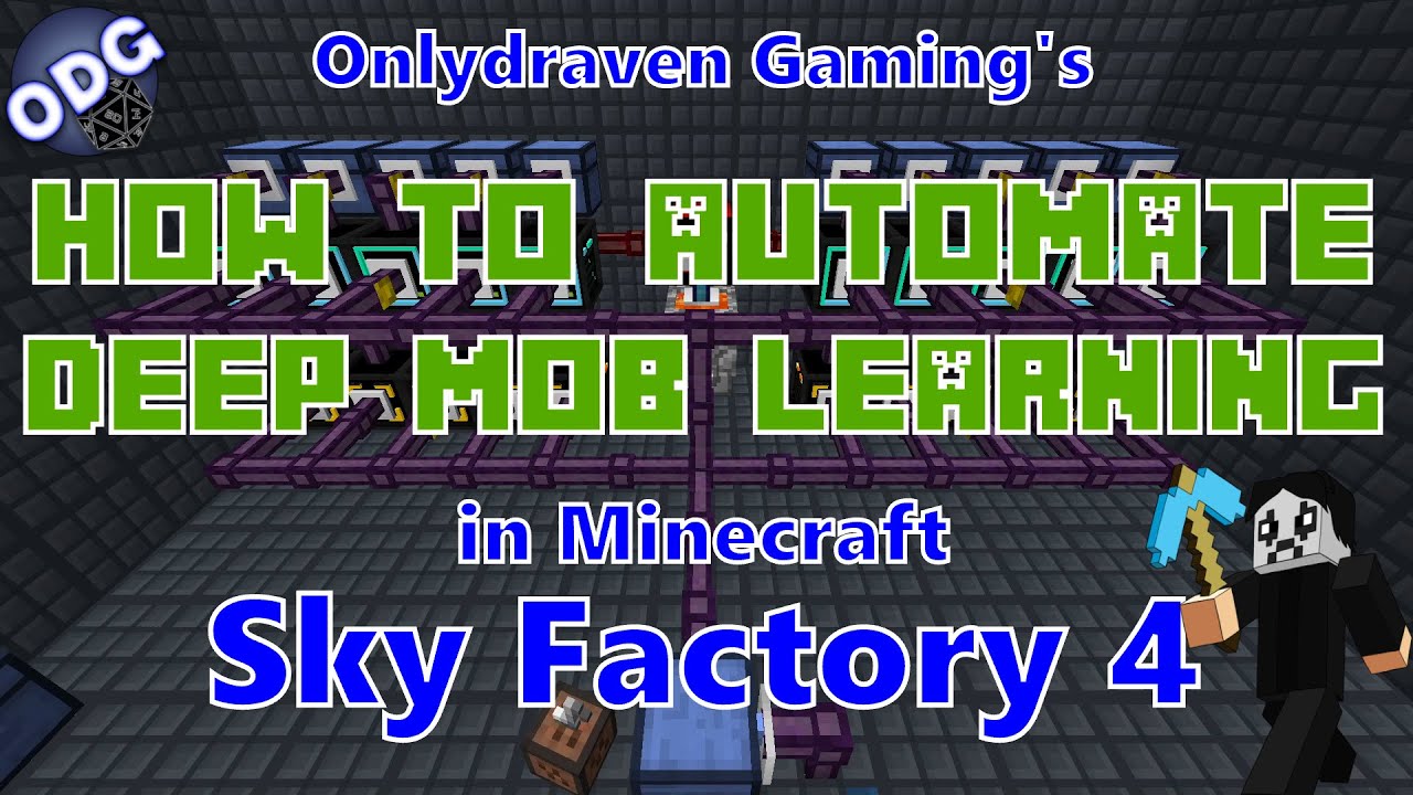 Minecraft - Sky Factory 4 - How to Automate Deep Mob Learning Simulation Chamber & Loot Fabricator