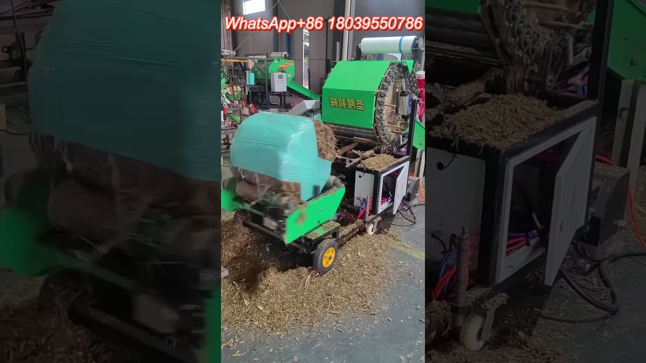 Green storage baling and wrapping machine, fodder storage machinery