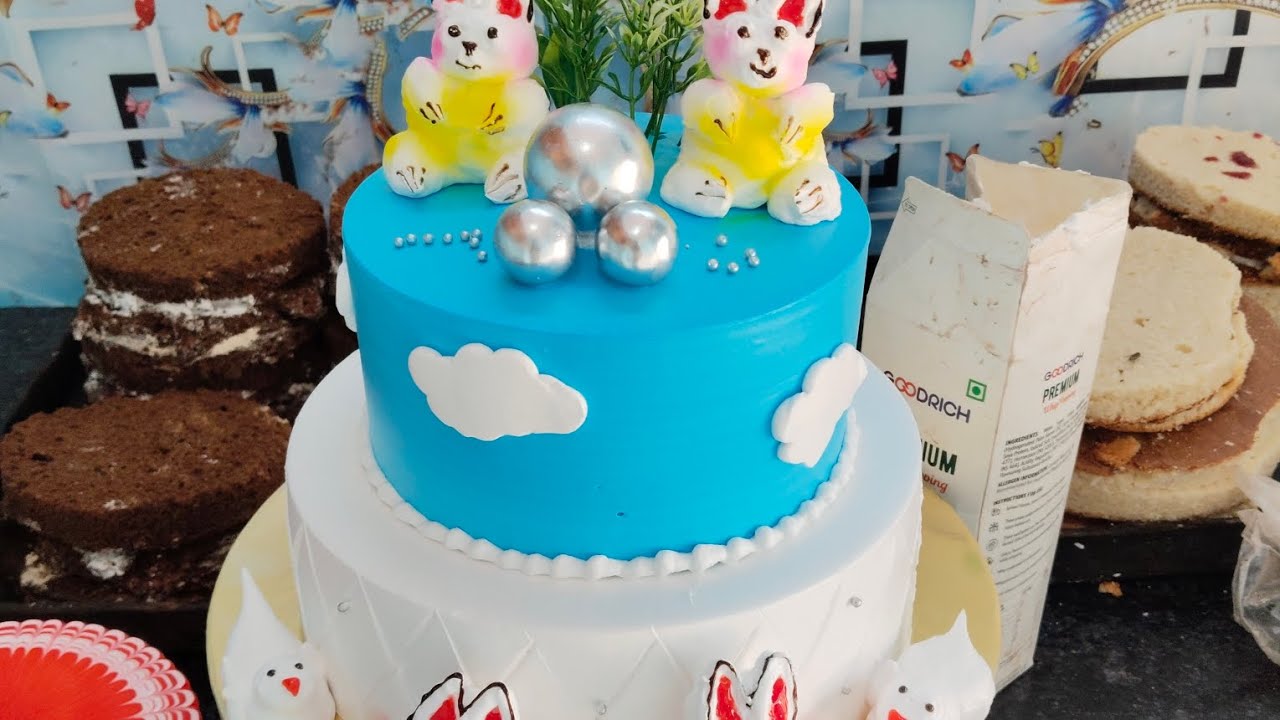 Cream se Badal design ke kaise banta hai video #cake #recipe #beautiful 