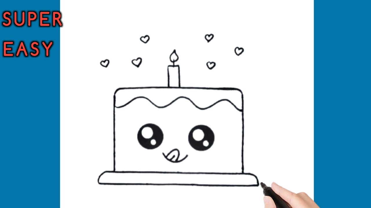 HOW TO DRAW A CUTE CAKE STEP BY STEP EASY