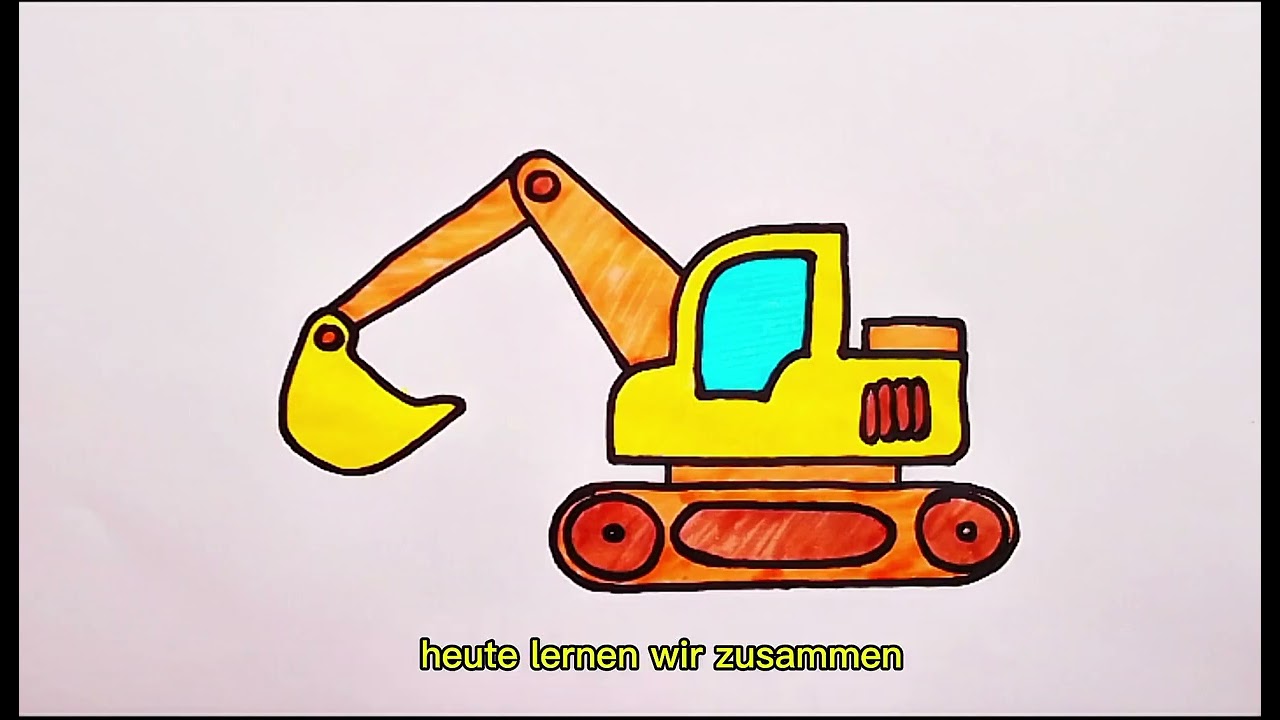 Bagger Zeichnen Schritt für Schritt 🚜 | How to Draw an Excavator | Easy Drawing