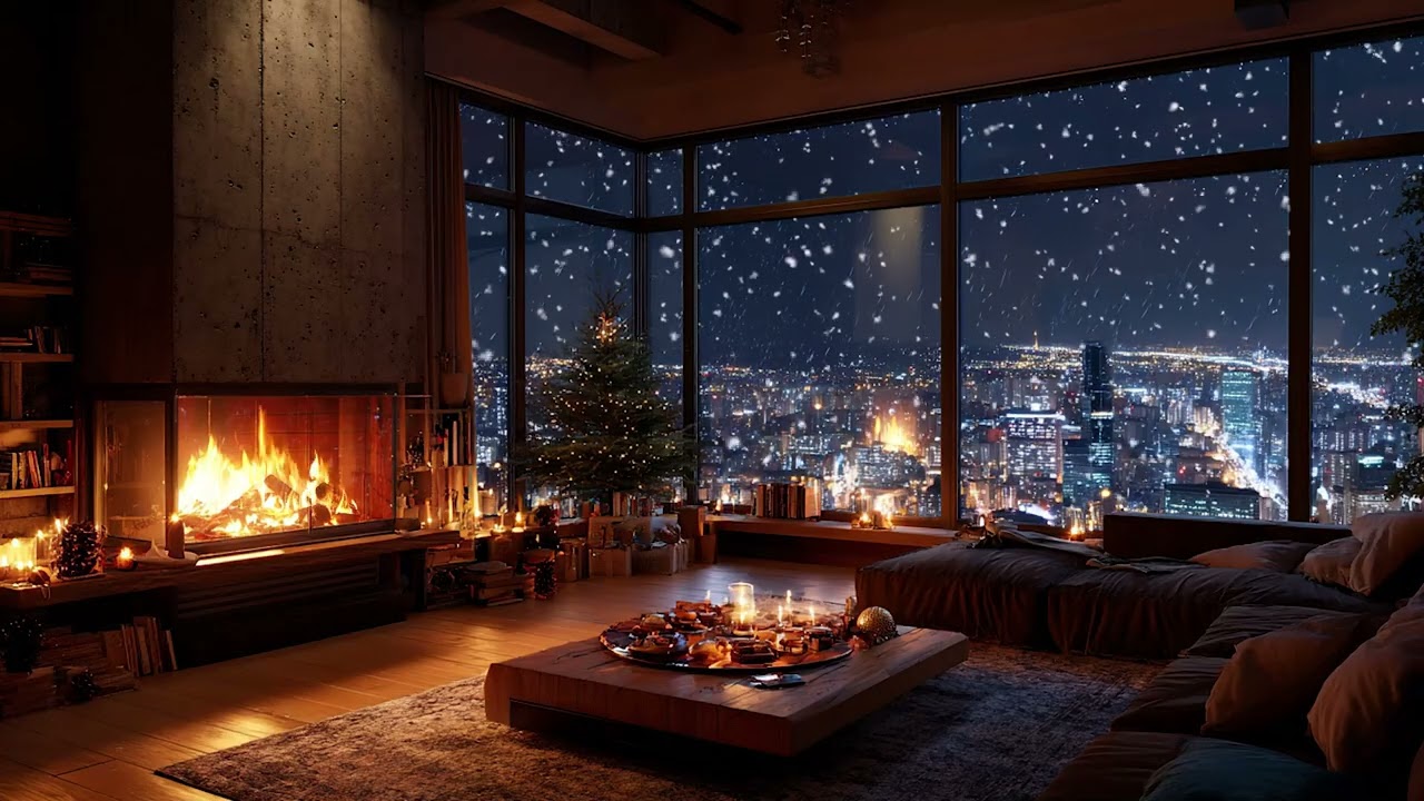 Winter Snow Stillness | Fireplace Warmth for Deep Sleep and Peace