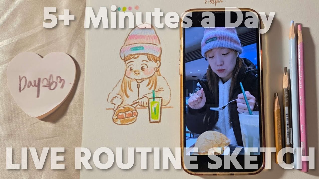 🎙✏️ Day263 (요즘 내 최애) 스벅 프렌즈 미트볼샌드위치 먹방 그림 그리기! (analogue coloring) 