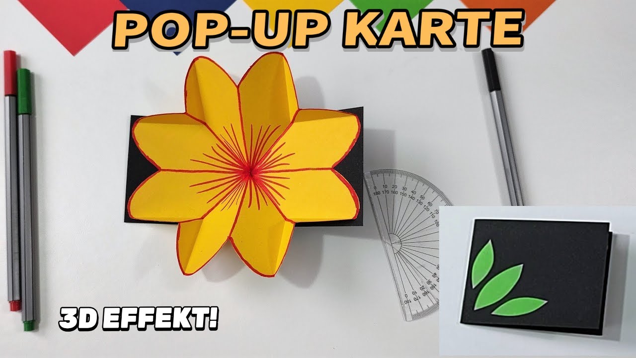 3D Pop-Up Karte basteln: Wunderschöne Blume aus Papier selber machen 🌸
