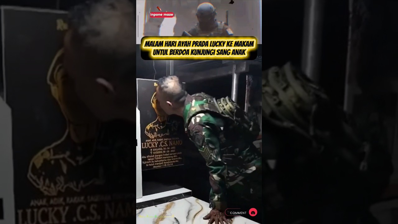 Tengah Malam Momen Ayah Prada Lucky Mengunjungi Makam Sang Anak 